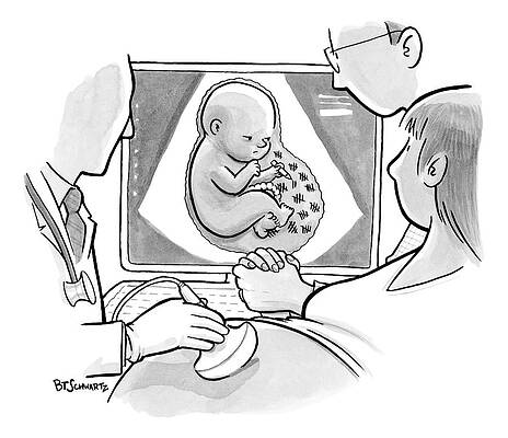  Drawing - A Fetus In A Placenta Marks The Days As Ticks by Benjamin Schwartz