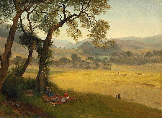 A golden summer day near Oakland Print by Albert Bierstadt