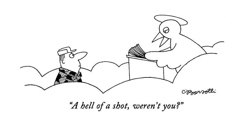 Wall Art - Drawing - A Hell Of A Shot by Charles Barsotti