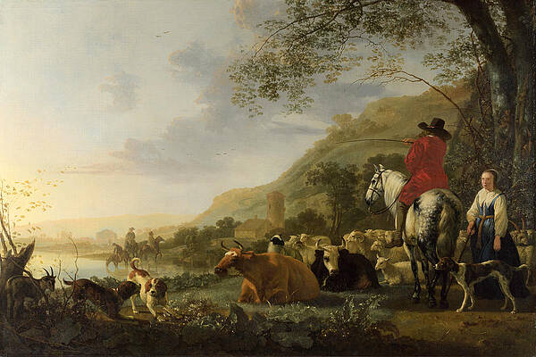 A Hilly Landscape with Figures Print by Aelbert Cuyp