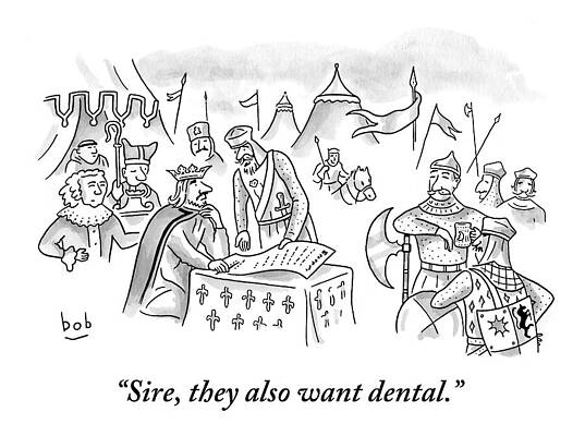 Wall Art - Drawing - A King Is Presented With A Petition As Knights by Bob Eckstein