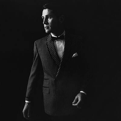 Wall Art - Photograph - A Male Model Wearing A Textured Silk Razor Stripe by Leonard Nones