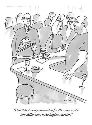 Wall Art - Drawing - A Man Is At A Bar Wearing A Sweater That by Michael Crawford
