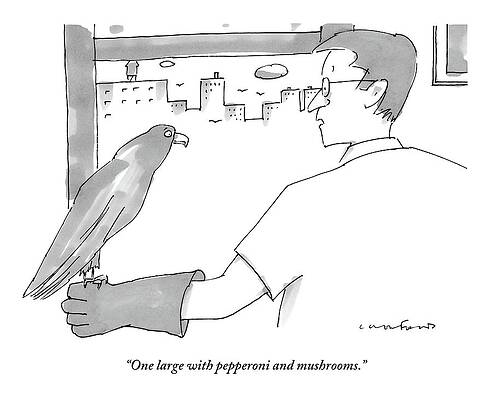 Wall Art - Drawing - A Man Tells His Hawk On His Forearm To Fetch by Michael Crawford