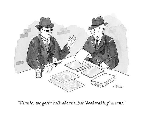 Wall Art - Drawing - A Mobster Talks To Another Mobster by Emily Flake
