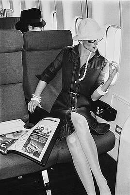 Wall Art - Photograph - A Model Looks Wearing Abe Schrader On An Airplane by Chris von Wangenheim