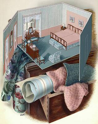 Wall Art - Digital Art - A Model Of A Bedroom On Top Of A Set Of Drawers by Victor Bobritsky