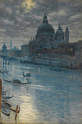 A Moonlight Scene. Venice Print by Edward John Poynter