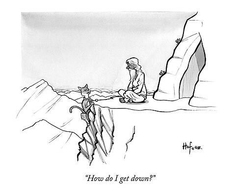 Wall Art - Drawing - A Mountain Lion Hangs Off A Cliff by Kaamran Hafeez