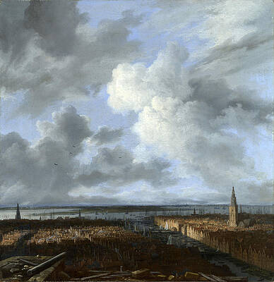 A Panoramic View of Amsterdam looking towards the IJ Print by Jacob Isaacksz van Ruisdael