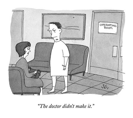 Wall Art - Drawing - A Patient Comes Out Of The Operating Room by Peter C. Vey