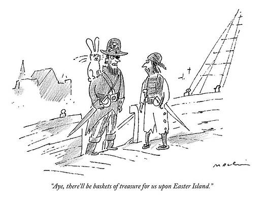 Wall Art - Drawing - A Pirate Has A Rabbit On His Shoulder by Michael Maslin