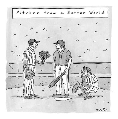 Wall Art - Drawing - A Pitcher Hands A Batter Flowers by Kim Warp
