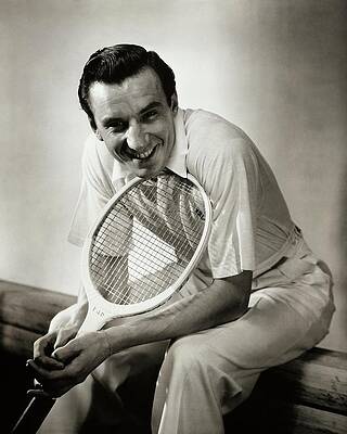 Wall Art - Photograph - A Portrait Of Fred Perry With A Tennis Racket by Anton Bruehl