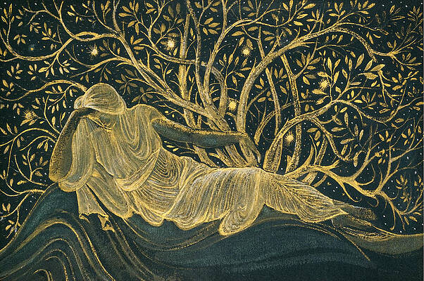 A Reclining Female Figure Print by Edward Burne-Jones