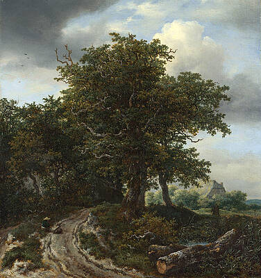 A Road winding between Trees towards a Distant Cottage Print by Jacob Isaacksz van Ruisdael