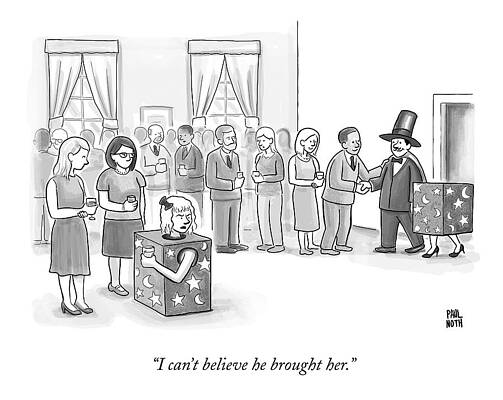 Wall Art - Drawing - A Sawed-in-half Magician's Assistant Scowls by Paul Noth