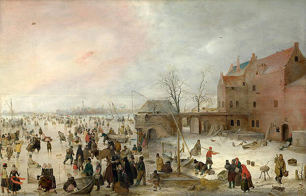 A Scene on the Ice near a Town Print by Hendrick Avercamp