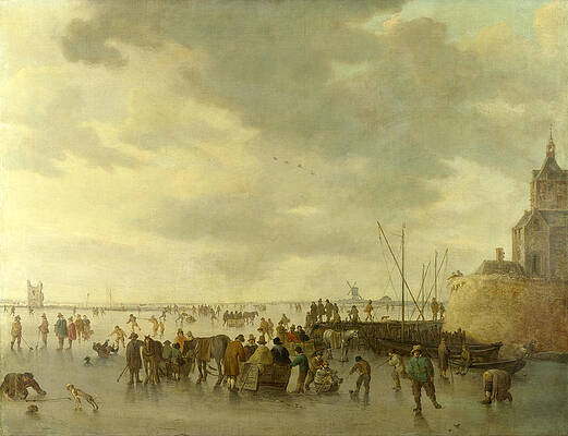 A Scene on the Ice near Dordrecht Print by Jan van Goyen