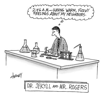 Wall Art - Drawing - A Scientist Who Looks Like Mr. Rogers Is Writing by Tom Cheney