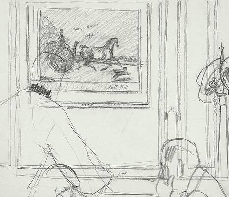 Wall Art - Digital Art - A Sketch Of A Horse Painting At A Bar by Carl Oscar August Erickson