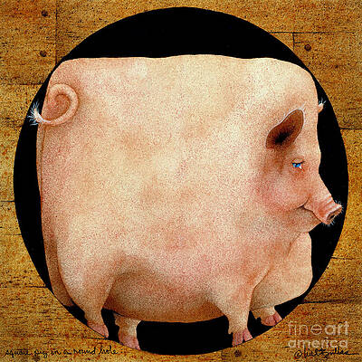 Wall Art - Painting - A Square Pig In A Round Hole... by Will Bullas
