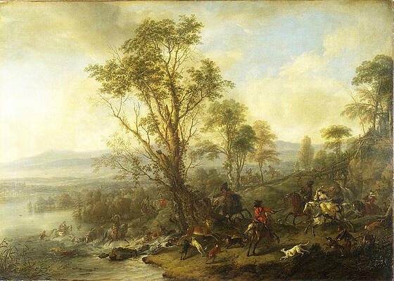 A Stag Hunt Print by Philips Wouwerman