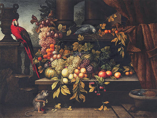 Wall Art - Drawing - A Still Life With Fruit, Wine Cooler by David Emil Joseph de Noter