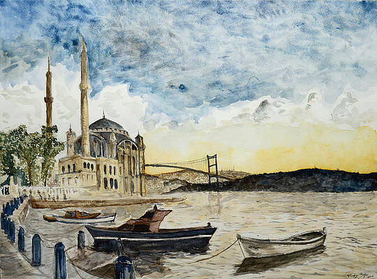 A View of the Bosphorous Bridge from the Docks of the Ortakoy Mosque by Rafay Zafer A View of the Bosphorous Bridge from the Docks of the Ortakoy Mosque by Rafay Zafer