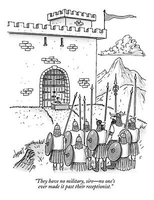 Wall Art - Drawing - A Viking Army Stands Before A Castle Gate Where by Tom Cheney