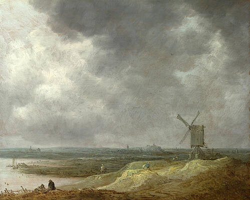 A Windmill by a River Print by Jan van Goyen