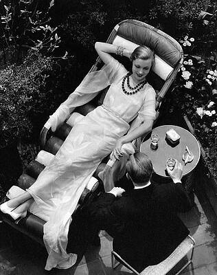 Wall Art - Photograph - A Woman In A Chiffon Tea Gown In A Chaise Longue by The 3