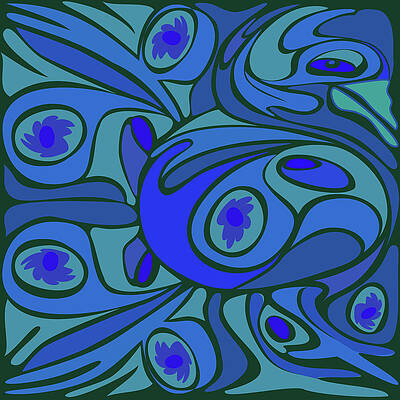 Wall Art - Photograph - Abstract Blue Rooster Pattern From Side by Charles Harker