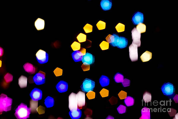Wall Art - Photograph - Abstract Colorful Pentagon Shaped Bokeh Lights by Beverly Claire Kaiya