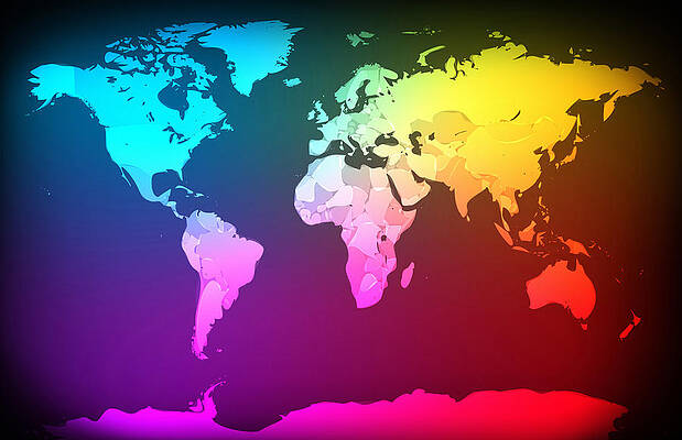 Wall Art - Digital Art - Abstract Map of the World by Michael Tompsett