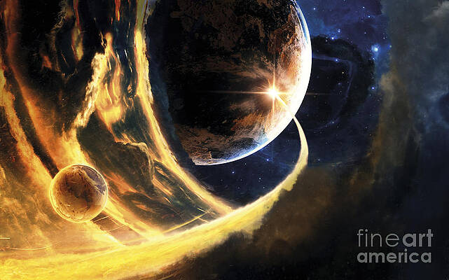 Wall Art - Digital Art - Abstract Science Fiction Scene Showing by Tobias Roetsch