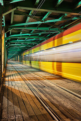 Wall Art - Photograph - Abstract Tram Light Trails on a Bridge by Artur Bogacki