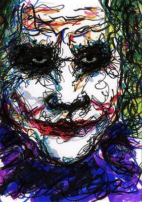 Wall Art - Drawing - ACEO Joker IV by Rachel Scott