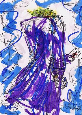 Wall Art - Drawing - ACEO Joker V by Rachel Scott