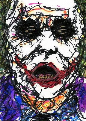 Wall Art - Drawing - ACEO Joker VI by Rachel Scott