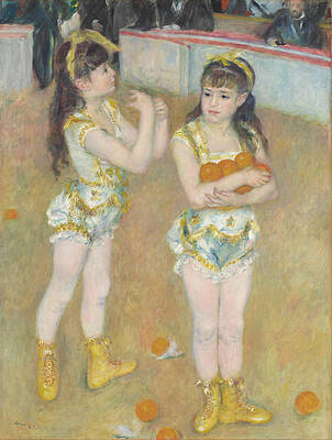 Acrobats at the Cirque Fernando.Francisca and Angelina Wartenberg. Print by Pierre-Auguste Renoir