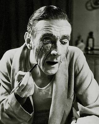 Wall Art - Photograph - Actor Clifton Webb Applying Make-up by Lusha Nelson