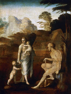 Adam and Eve with Cain and Abel Print by Fra Bartolomeo