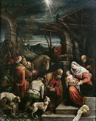 Adoration Of The Magi Print by Francesco Bassano