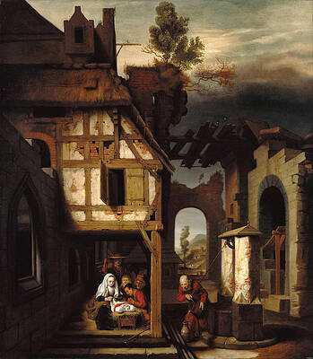 Adoration of the Shepherds Print by Nicolaes Maes