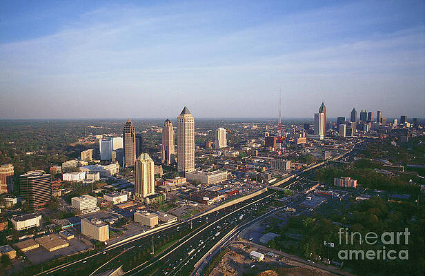 Wall Art - Photograph - Aerial Of Downtown And Interstate 85, Ga by Adam Sylvester