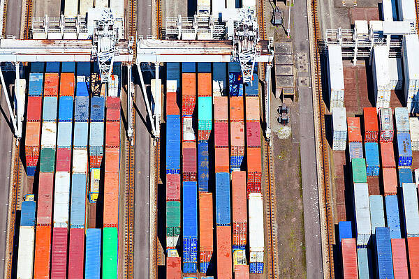 Wall Art - Photograph - Aerial View Of A Large Container by Opla