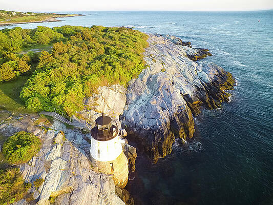 Wall Art - Photograph - Aerial View Of Lighthouse On Rock by Cate Brown