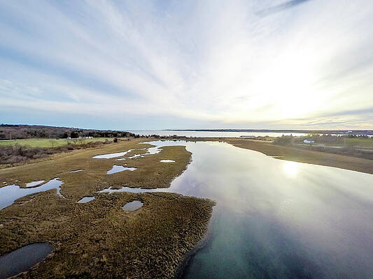 Wall Art - Photograph - Aerial View Of Marsh At Dusk by Cate Brown