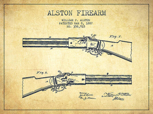 Alston Rifle Patent Art Print Firearm 1887 Blueprint Details about   Shotgun Patent Man Cave 